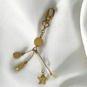 Luxurious genuine Vintage Lalique Parfums gold tone keychain purse chain gift